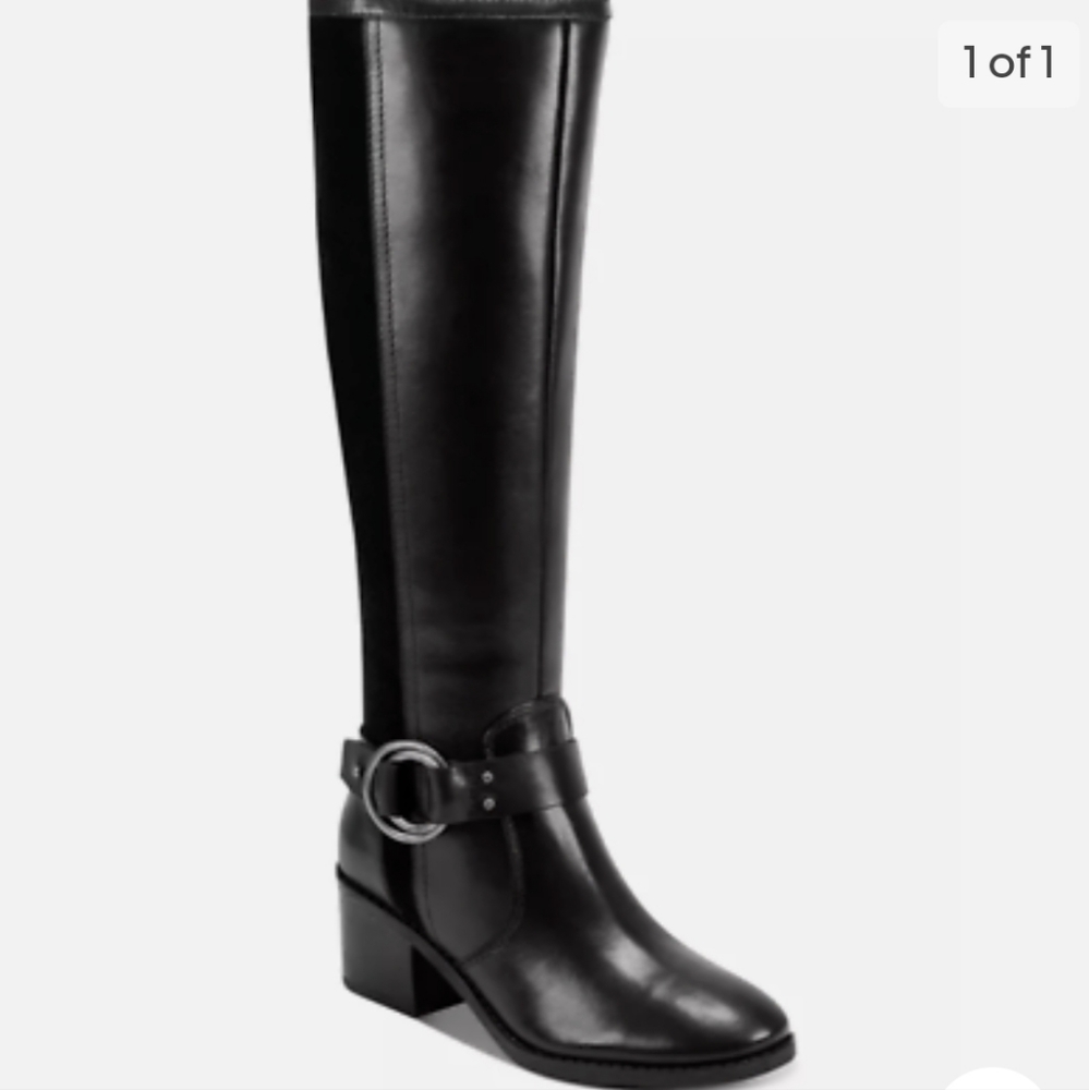 MARC FISHER RIDING BOOTS DARK BROWN COLOR, LEATHER/SUEDE MATERIALS